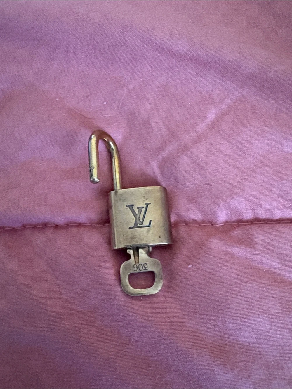 Louis Vuitton Gold Tone LV Padlock with Key #306